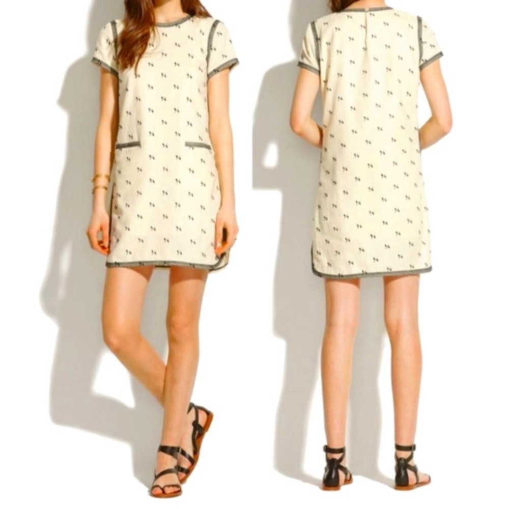 Madewell Embroidered Cream Linen Dress :: size S
